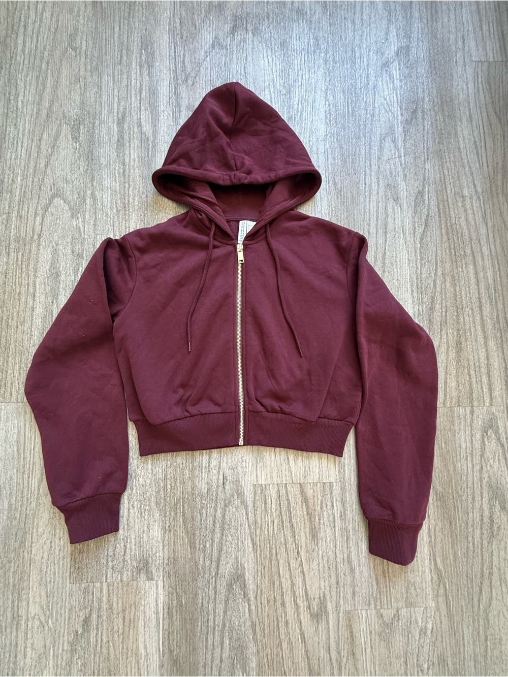 Divided Maroon Zip-Up Hooded Sweater